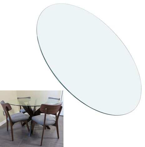 SXKJQER Tischplatte Aus Gehärtetem Glas Rund Transparent Runder Desktop Gehärtetes Glas Tischplatte Ersatzteil, für Esstische, Couchtische, Schreibtischplatten für Das Büro(Size:90CM(36INCH))