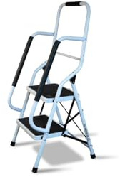 Escabeau BM Médical ESC-2-MC avec Main Courante, 2 marches - Échelle Multi-Usage intérieur et à l'extérieur