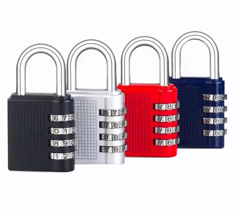 4 Pcs Combination Padlock, Combination Locker Padlock with Code, Heavy Duty Metal Padlock, Gym Padlock Waterproof Padlocks Locker Outdoor Gate Shed