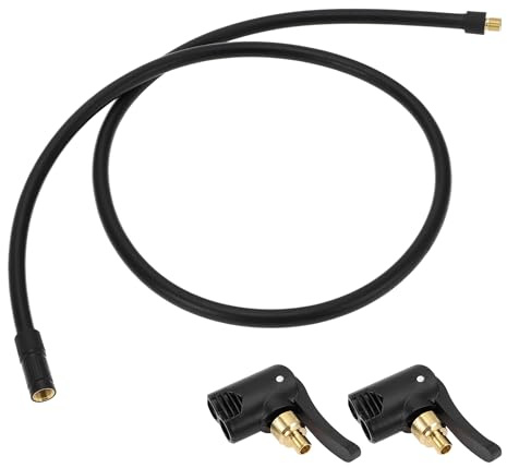 INFINAUTO Tubo De Extensión Para Inflador Neumáticos 1 Pc Conexión Rápida | Negro, Dorado, Goma, Metal, 90cm / 35.43 Pulgadas, 7.8mm Id, Rosca Interna M8x0.8, 0.305inx32TPI, 2 Boquillas De Aire