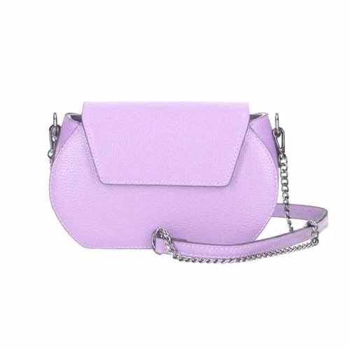 ITALYSHOP24-COM OBC Made in Italy Damen Leder Tasche Kroko Prägung oder Glattleder Umhängetasche Clutch Wildleder Handtasche Ledertasche Schultertasche Flieder