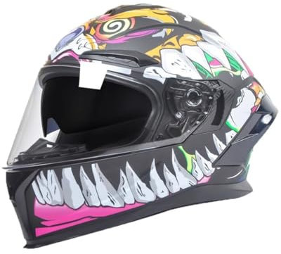 Ganzjahres-Roller Motorradhelme für Motorrad Vollvisierhelm Roller Doppellinsen Motorradhelm Vollvisier abnehmbares Futter leicht und bequem ABS Jugend