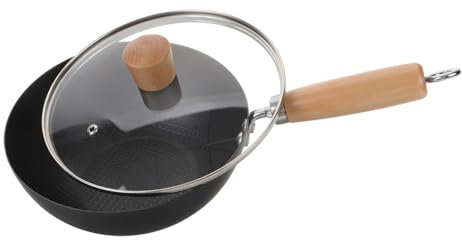 IMIKEYA Petit Wok De Cuisine Traditionnel Poêle à Frire Compatible Induction Ustensile Pour Sauter Et Cuire Divers Plats