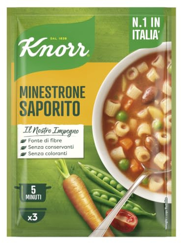 Knorr Minestrone Saporito, Piatti Pronti Knorr con Verdure da Agricoltura Sostenibile, Senza Coloranti, Senza Conservanti, Fonte di Fibre, Fonte di Proteine, Vegano, 78 g