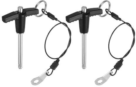 QUARKZMAN 2pz Pin di Blocco a Maniglia a T, Lunghezza di Utilizzo 5mm x 40mm in Acciaio Inossidabile Pin di Rilascio Rapido a Pulsante
