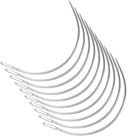 PartyKindom 100 Piezas Agujas De Coser Curvas Tipo c Agujas Grandes Para Extensiones De Cabello Para Coser Mano Caja Transparente De Pp