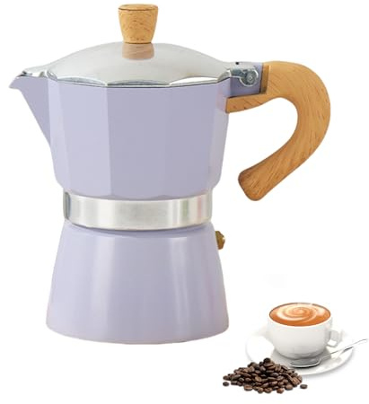 Mafagwre Cafetière Moka, Cafetière Italienne pour Cuisinière, Cafetière Percolatrice Continentale pour Cuisinière, pour Camping, Caravane (3 Tasses/150 ML) (Violet)