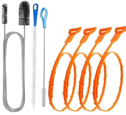 Drain Unblocker Tools, 7Pcs Sink Unblocker Tool Shower Drain Cleaner Plug Hair Clog Remover Tool for Kitchen Sink Bathroom Tub Toilet