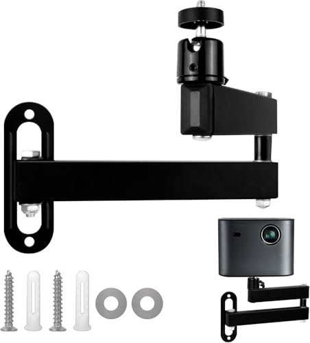 Faltbarer Projektor Wandhalterung, Verstellbare Projektorhalterung 360° Drehbar, Metallhalter Projektorhalterung, Überwachungsbügel mit 1/4-Zoll-Schraubschnittstelle Gelenkarm Halterung
