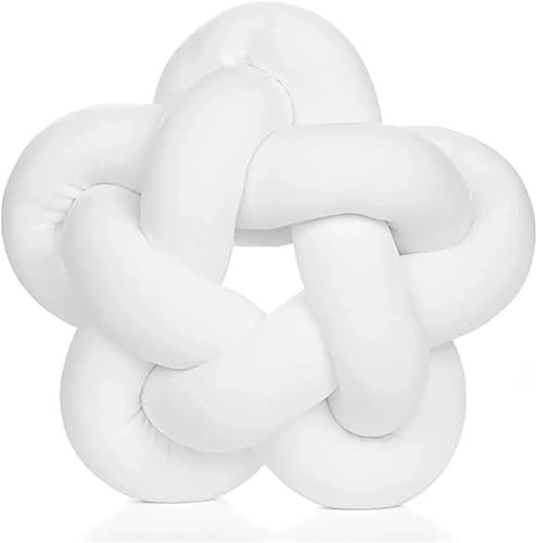 MZSKLW Knotenkissen, handgefertigt, geknotet, Sternkissen, weiches Sofakissen, gefülltes Ballkissen, Zuhause, Büro, Kinderzimmer, Dekoration für Bett, Wohnzimmer, Bodenkissen (weiß)