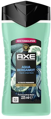 AXE - Gel Doccia - Collezione Prestige - Aqua Bergamot - 12 ore di freschezza - Profumo bergamotto, salvia e ginepro - Agenti idratanti 100% di origine vegetale - 1 x 225 ml