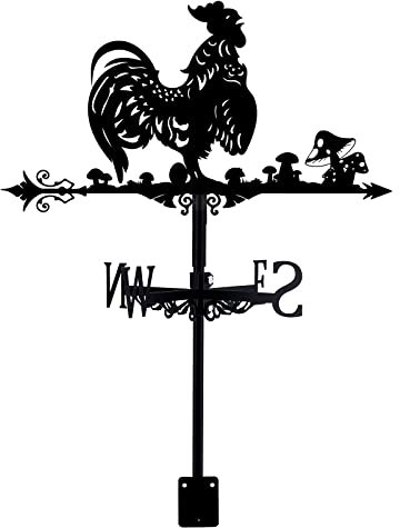 Veletas de viento de gallo con forma de hongo para decoración de jardín de metal para techo, jardín, patio, casa de campo