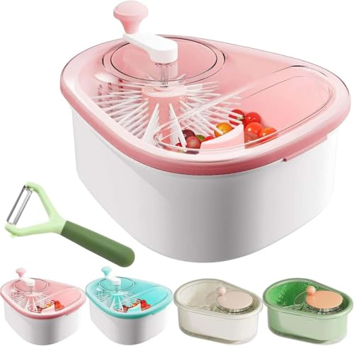 Passoire à fruits portable avec brosses, nettoyeur de fruits avec couvercle, passoire à fruits avec bol et passoire, nettoyeur de fruits et légumes avec passoire et bol, passoire à fruits et passoire