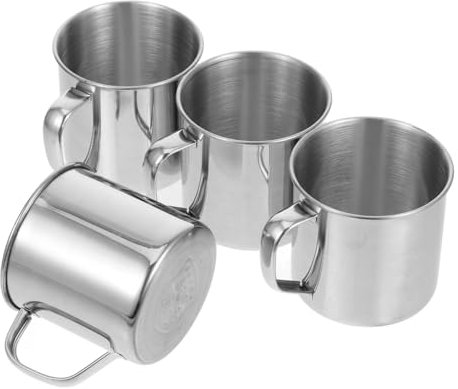 ULTECHNOVO 4pezzi Tazze da Caffè in Acciaio Inox per Caffè Espresso Tè Acqua con Maniglia Ergonomica Resistente e Portatile per Campeggio Escursionismo e Picnic
