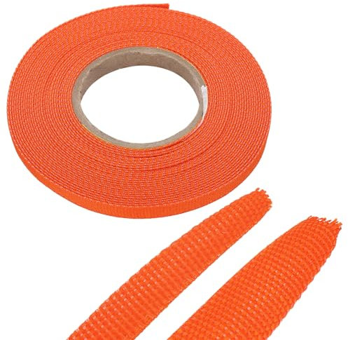 sourcing map Geflochtene Kabelhülsen, wärmeschrumpfbarer Stoffschlauch, 0,64 cm, 10,1 m, Orange, 2:1 Verhältnis, Schrumpfschlauch, Kabelschutz für Kabelbaumkabel, Netzwerkkabelschutz, Kabelmanagement