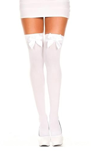 1 Pair Thigh High Socks,White Over Knee Red Bow Stockings Women Long Christmas Black Highs Sock Halloween Womens Sexy Socks Accessories
