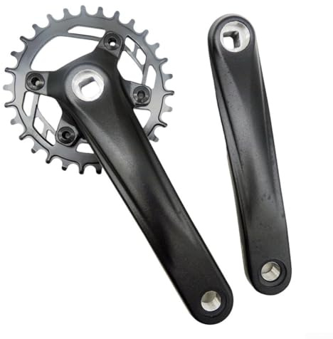 Aluminum Alloy Bike Crankset 30T Chainring for Electric Bike, 170mm Square Hole Crank for Single Speed and Mountain Bikes