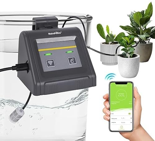 Sinbide Sistema de Riego Automático Wi‑Fi para Plantas de Interior – Kit de Goteo Inteligente con Temporizador, Retardo, Control App y Manual, Ideal para Macetas y Jardines Pequeños