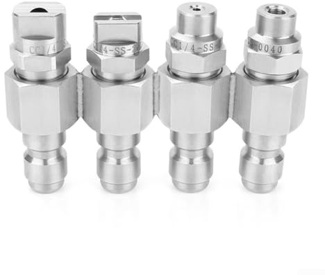 Ugello a quattro file in acciaio inox per idropulitrici ad alta pressione da 2/4 GPM, flusso d'acqua migliorato, per la rimozione di sporco superficiale e olio