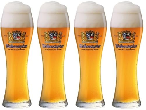 Weihenstephaner Biergläser Weizen - 500 ml - 4 Stück | Original Weihenstephaner Weizenbierglas – 500 ml, 4er-Set aus klarem Glas mit aromafördernder Form