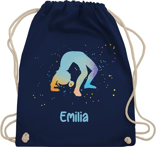 Turnbeutel Rucksack - Turnen - Gymnastik Watercolor - Geschenk Zubehör - Unisize - Navy Blau - turnerinnen für turner turn turnerin kinder geschenke