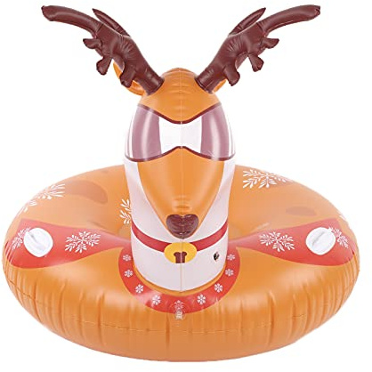 ROHMRHIE Inflatable Ski Circle Snow Sled Round Wear Resistant Durable Christmas Themed PVC Inflatable Tube for Kids Adults Winter Fun Pool Toy 46.1 x 43.3 Inches