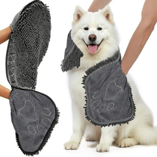 Xelmorant Microfibre Dog Towels - 80x35cm Quick Drying Super Absorbent Shammy Towel for Bath Time, Rainy Walks & Travel, Lightweight & Fast-Dry for Small–Large Pets(Black)