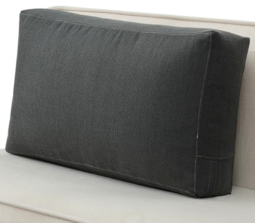 IQNJERYV Headboard Backrest Pillow 16x24 6x28 20x31 inch Reading Pillows for Bed Sofa Waist Lumbar Support Cushions Rectangular Relax Rest Bolster(Dark Gray,40x60cm/16x24in)