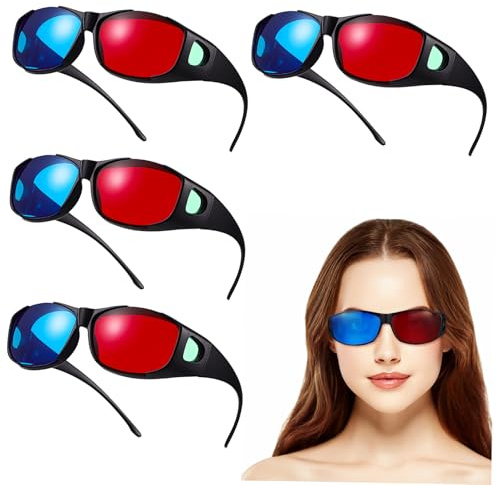 UTHCLO Occhiali 3D per Film e Videogiochi Rossi e Blu 5 Pezzi Leggeri in Plastica per Visione Domestica e Cinema Esperienza e Confortevole