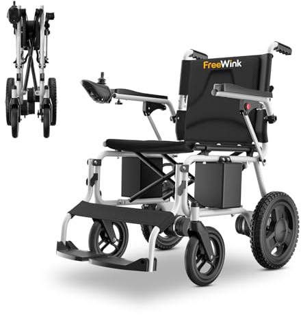 Elektrischer Rollstuhl mit 45km Reichweite,16.8kg Rollstuhl Elektrisch Faltbar Schmal Rollstuhl für Wohnung & Reisen, 125kg Tragkraft für jedes Gelände geeignet