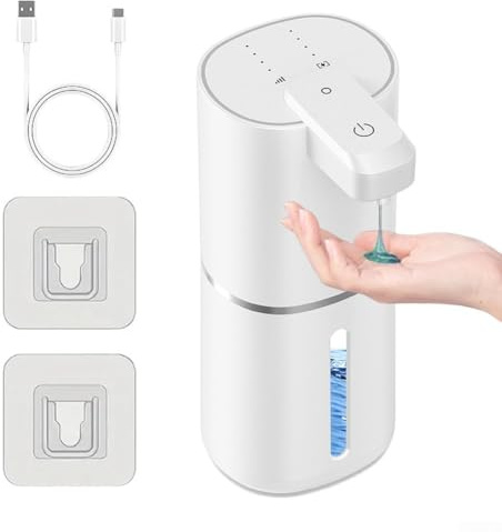 Dispenser automatico di sapone da 380 ml, dispenser di sapone per mani in schiuma con livello di schiuma regolabile, per bagno, cucina, uso domestico (gel bianco)