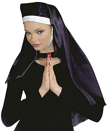 W WIDMANN MILANO Party Fashion - Nonnenhaube aus Satin | Schwarz, lange Nonnen-Kopfbedeckung für Ordensschwester-Kostüm, Karneval und Mottoparty