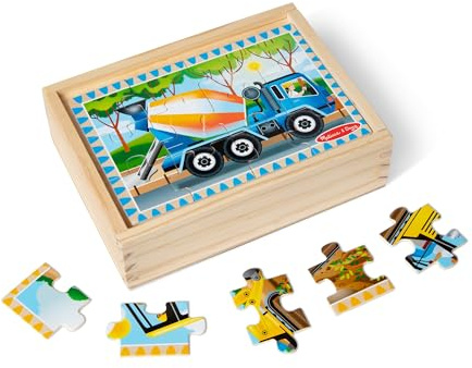 Melissa & Doug Baustellenpuzzles in einer Box | Puzzles | Holzspielzeug | 3+ | Geschenk für Jungen oder Mädchen