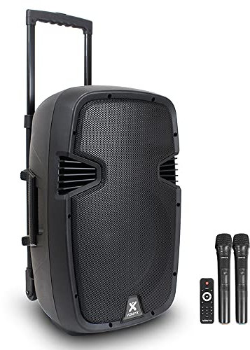 Vonyx SPJ-PA912 Portable PA Speaker System - 500W 12 Battery Powered Bluetooth Speaker with Wireless Microphones, USB/SD Playback & EQ for Karaoke & DJ Use