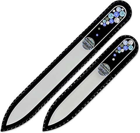 Glasfeile für nägel - Mont Bleu Set bestehend aus 2 Glasnagelfeilen von Hand dekoriert mit Swarovski Elements - Geschenk für Frauen, Freundin, Mutter - Geburtstags geschenke für Mama, Frau, Freundin