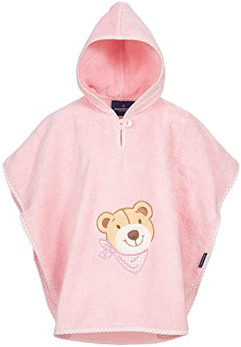 Morgenstern Babyponcho Kapuzenponcho Kinder Poncho Badetuch Rosa Frottee mit Bär