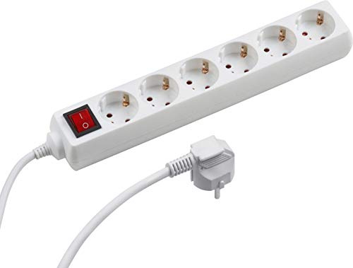Meister, regleta de 6 enchufes, 1,4 m, Color Blanco, Interruptor, 7430510