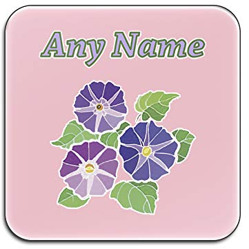 Lot de 4 sous-verres carrés en bois dur brillant (thème de la nature et des plantes naturelles, options de couleur) – n'importe quel nom/message sur votre unique – Tapis – Cloche bleu/violette