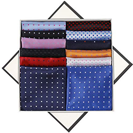 Fazzoletto da Uomo da Taschino con Righe a Pois Fantasia a Quadri Seta Fazzoletto per Matrimonio Banchetti Festa 12 Pezzi