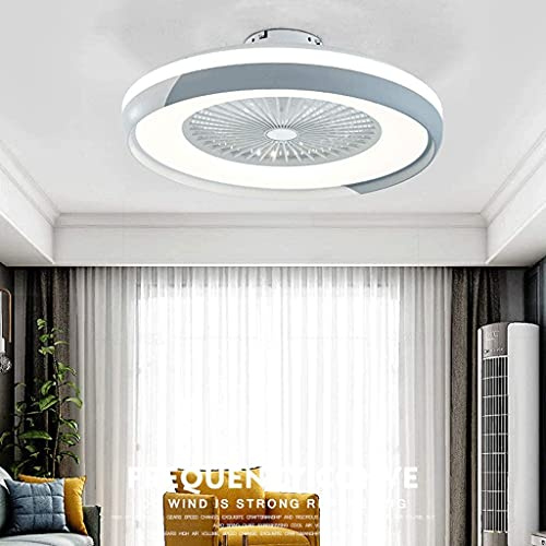 Ventilatori A Soffitto Con Illuminazione 80W Creativo Invisibile Plafoniera LED Fan Telecomando Dimmerabile Ultra-Silenzioso Lampadari Can Timing Salone Moderno Plafoniera Da Letto Luminaire,Grigio