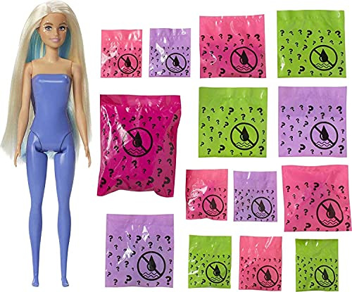 Barbie GXV94 - Color Reveal Fantasy Fashion Fee Puppe & Haustier, mit Aufkleber und 25 Überraschungen, Spielzeug für Kinder ab 3 Jahren