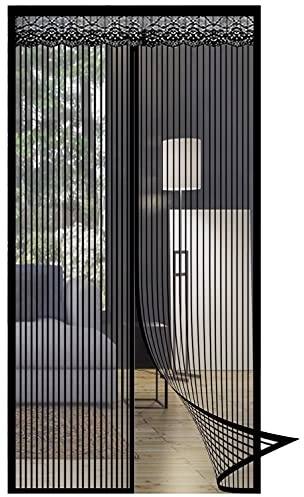 GOUER MagnéTique Moustiquaire Porte 110x220cm Anti Insecte Mouche Moustique Moustiquaire Fenetre Enroulable Permettant à l’air de Circuler, pour Salon, Fenêtre de Balcon, Couloirs, Terrasse, Noir A