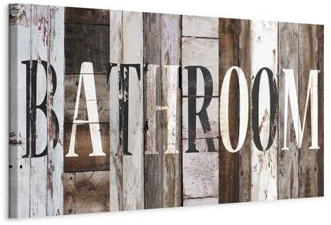 murando - Akustikbild Aufschrift Bathroom Bilder Akustikschaum Hochleistungsschallabsorber Schallschutz Leinwand 1 tlg Wandbild Raumakustik Schalldämmung Bad Haus Holz m-A-0933-b-a