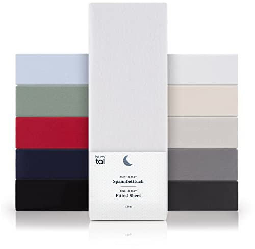 Blumtal® Basics Spannbettlaken Topper 180x200cmJersey - Bettlaken 180x200cm aus 100% Baumwolle - Oeko-TEX zertifiziertes Spannbetttuch 180x200 - Topper Spannleintuch 180x200 - Betttuch - Weiß
