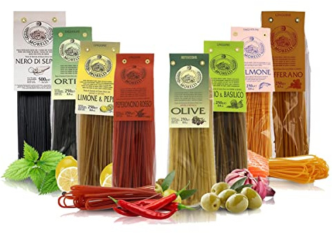 Antico Pastificio Morelli - Pasta Artigianale Aromatizzata - Box Misto 8 Formati - 2,25 Kg