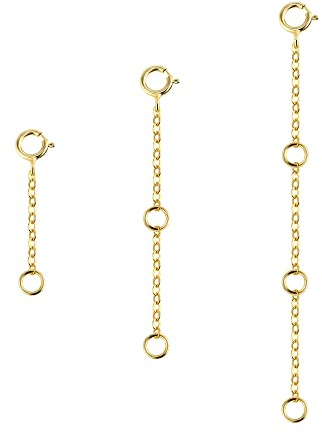 Necklace Extender 14K Gold Plated Solid Brass Chains Extenders 1 2 3 Inch