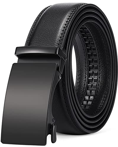 TBSCWYF Ceinture Homme, Ceinture Automatique en Cuir Réglable à Cliquet Ceinture Boucle Automatique 3.5cm * 120cm [et boîte-cadeau inclus] Taille Ajustable Noël Cadeaux Homme Original Idee Cadeau