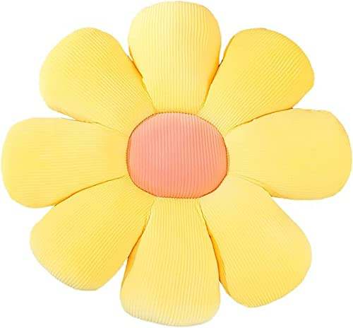 YILANLAN Schönes Blumenkissen Bodenmatte aus Plüsch Bürostuhl Tatami Blume Matte Dekorierenkissen (35 cm, Yellow)