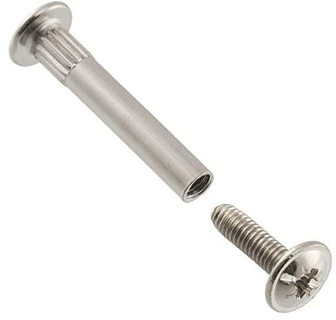 AERZETIX - C65818 - Satz von 100 Verbindungsschrauben M4x15 mm mit buchse M4x30 mm - aus stahl - silberfarben - verbindungsbeschläge bolzen schreinerei möbel holz MDF schrank wandschrank