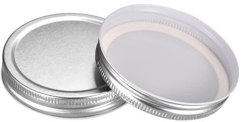 sourcing map Mason Jar Lids, 24 Pcs - Tinplate Canning Lids Wide Mouth Leak Proof Fits Storage Jars (Silver)